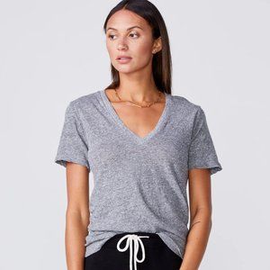 NWT Monrow Gray Tri-blend V Neck Tee